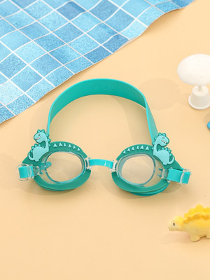 Yellow Bee Charming Dino-Themed 3D Swimming Goggles with Fun Spike Design for Boys, Green Swimming Goggles
