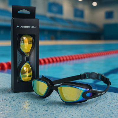 ArrowMax Swimming Goggles For Men Women Electroplating Mirrored Anti Fog UV Swimming Goggles(Black)