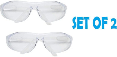 sweeterDeals Clear Transparent Safety Glasses (Pack of 2) Safety Goggles(White)