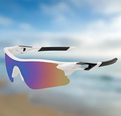 Zugatti Mirrored, UV Protection, Polarized Sports Sunglasses (Free Size) (Men-Women) Cricket Goggles(White, Black)