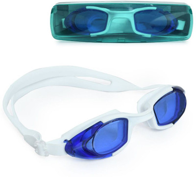 ArrowMax Swimming Goggles For Men Women Antifog Silicone Strap Wide Lense Swimming Goggles(Blue)