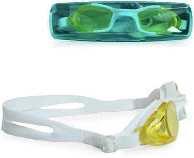 ArrowMax Swimming Goggles For Men Women Antifog Silicone Strap Wide Lense Swimming Goggles(Yellow)