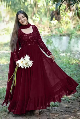 Aarya Ethnic Flared/A-line Gown(Maroon)