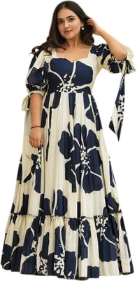 VIMURA FASHION Flared/A-line Gown(Blue, Beige)