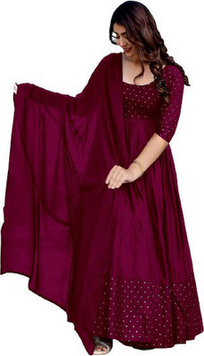 MISS CLOTHING Anarkali Gown(Purple)