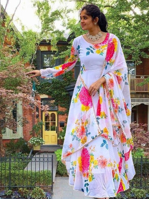 Pramukh Darshan Export Anarkali Gown(White, Red, Yellow)