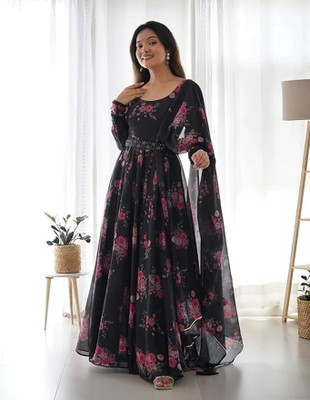 TheShivCreation Flared/A-line Gown(Black)