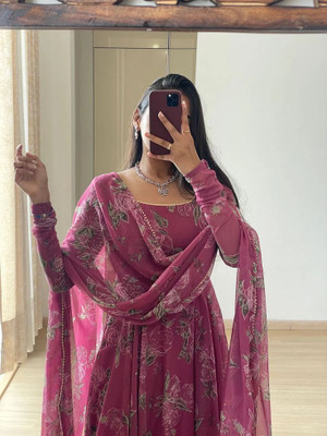 JAKHIFASHION Anarkali Gown(Pink)
