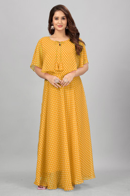 ENCLIQ Flared/A-line Gown(Yellow)