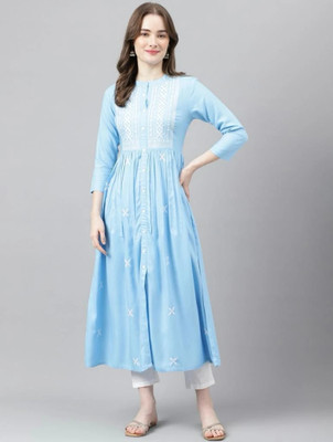 Suved Mart Flared/A-line Gown(Light Blue)