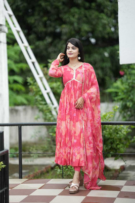 MAHIBHAG CREATION Flared/A-line Gown(Pink)