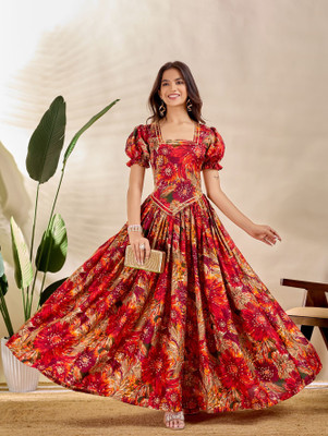 GoldQuine Anarkali Gown(Multicolor)