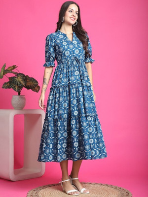 woclo enterprise Flared/A-line Gown(Blue)