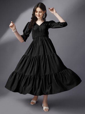 Raiyani Fashion Anarkali Gown(Black)