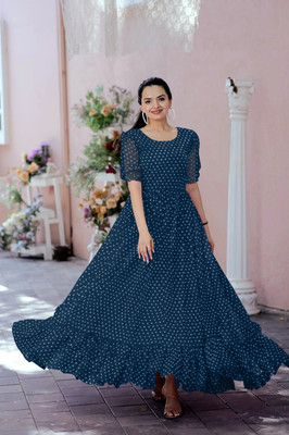 Prime Poster Anarkali Gown(Blue)