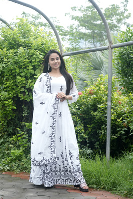 MISS CLOTHING Anarkali Gown(White)