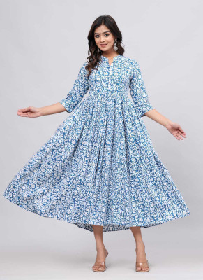 poojaclothing Flared/A-line Gown(Blue)