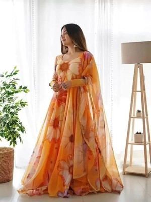 Tective Anarkali Gown(Orange)