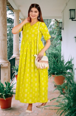 THE SHREE CREATION Anarkali Gown(Yellow)