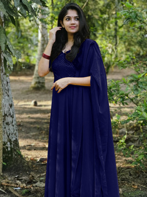 Jaldeep Fashion Anarkali Gown(Dark Blue)