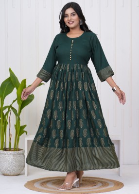 Tej Shree Fashion Anarkali Gown(Green)