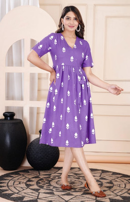 Priyanshi Fashions Flared/A-line Gown(Purple)