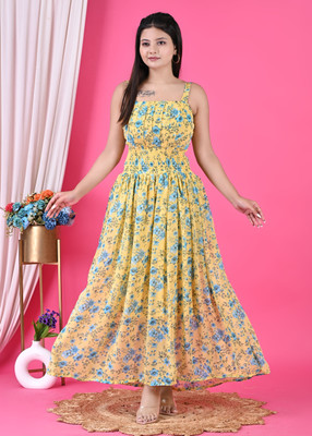 Padosi babu Flared/A-line Gown(Blue)
