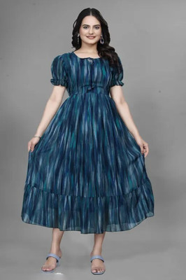 Barters boutique Flared/A-line Gown(Blue)
