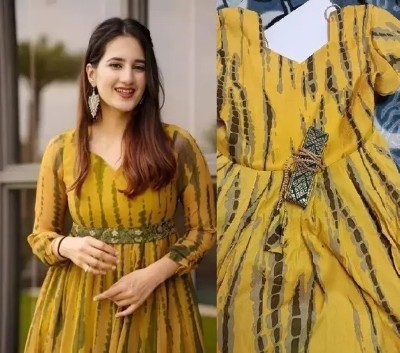 TWELVE DENIM Anarkali Gown(Yellow)