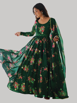 D'CART Flared/A-line Gown(Dark Green)