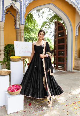 CALLME TEXTILE & DESIGN Anarkali Gown(Black)