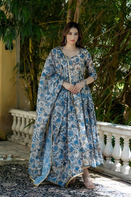 RaxuEnterprise Anarkali Gown(White)
