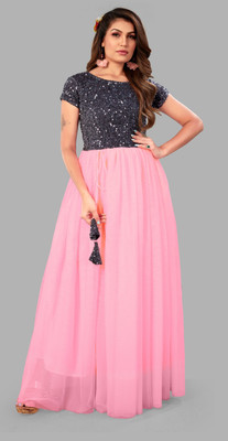 Rebikatrendz Flared/A-line Gown(Pink)