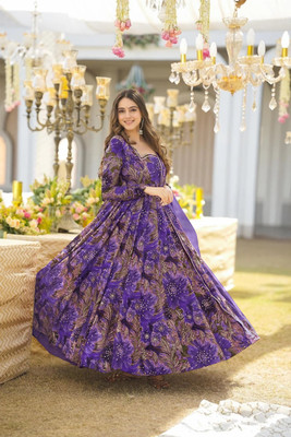 Zestleaf Anarkali Gown(Dark Blue)