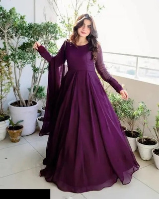 REVA ENTERPRISE Anarkali Gown(Purple)