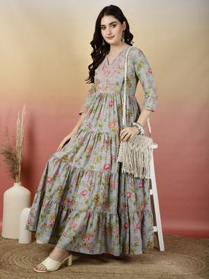 GLAM ROOTS Anarkali Gown(Multicolor)