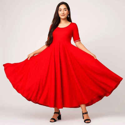 AK Fashion Anarkali Gown(Red)