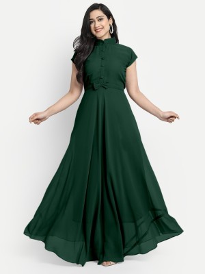 Jash Creation Flared/A-line Gown(Green)
