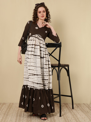 GLAM ROOTS Flared/A-line Gown(Brown)