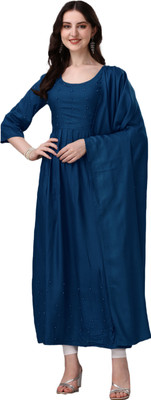 MISS CLOTHING Anarkali Gown(Light Blue)
