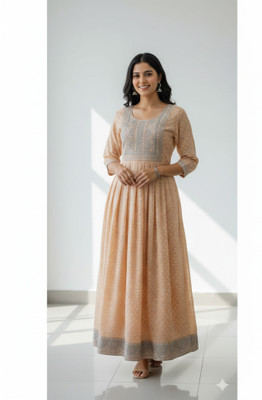 Kalyanis Raghav Fashion Anarkali Gown(Beige)