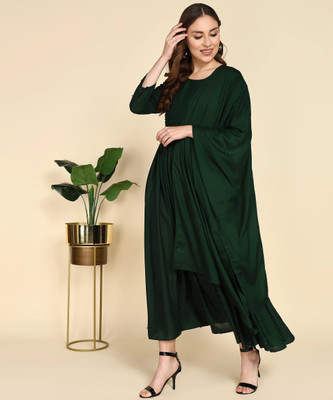 MISS CLOTHING Anarkali Gown(Green)