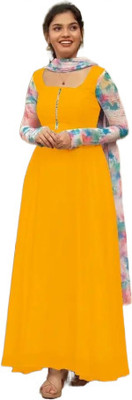 Panth Creation Women Solid Anarkali Kurta(White)