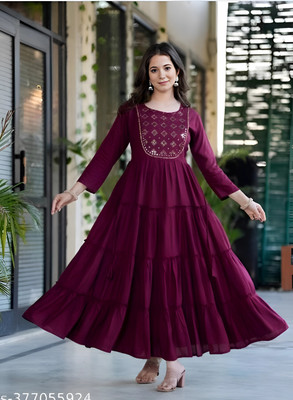 GARV CREATION Flared/A-line Gown(Maroon)