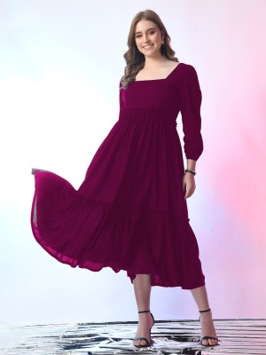 Femvy Anarkali Gown(Purple)