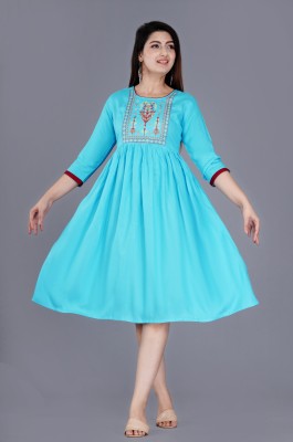 Jiya Crafts Flared/A-line Gown(Light Blue)