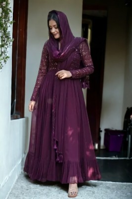 Rebikatrendz Flared/A-line Gown(Purple)