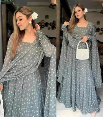 JAKHIFASHION Anarkali Gown(Grey)