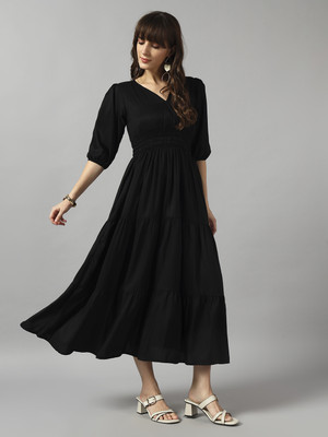 Raiyani Fashion Women Solid Ethnic Dress Kurta(Black)