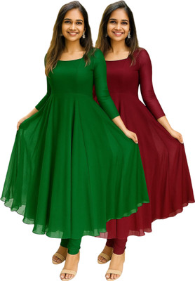 Bello Anarkali Gown(Green, Maroon)